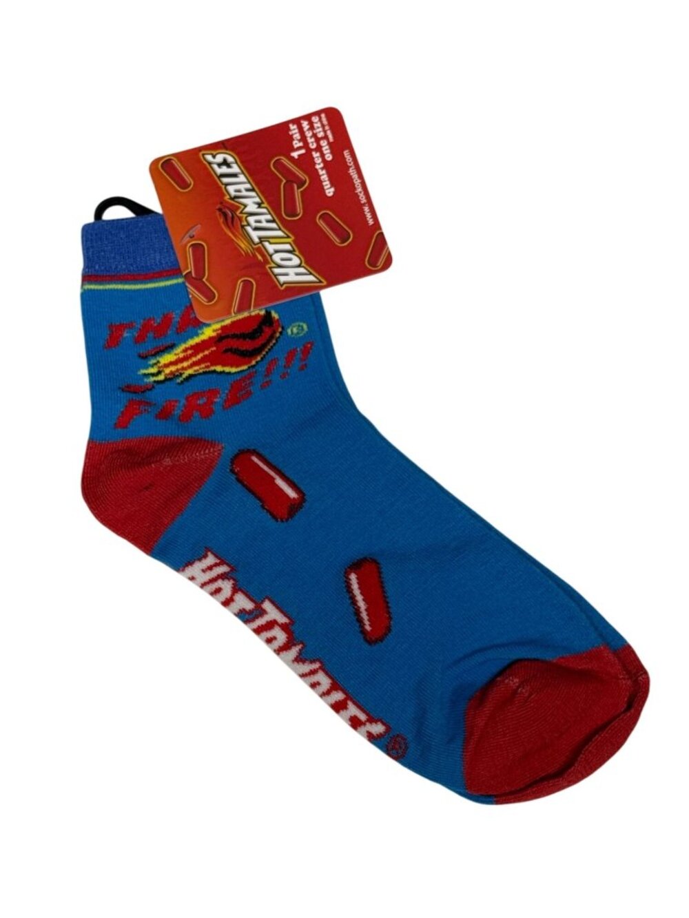 Hot Tamales Quarter Crew Socks Blue Red Candy Novelty Men's 8-12 Women's 9-14